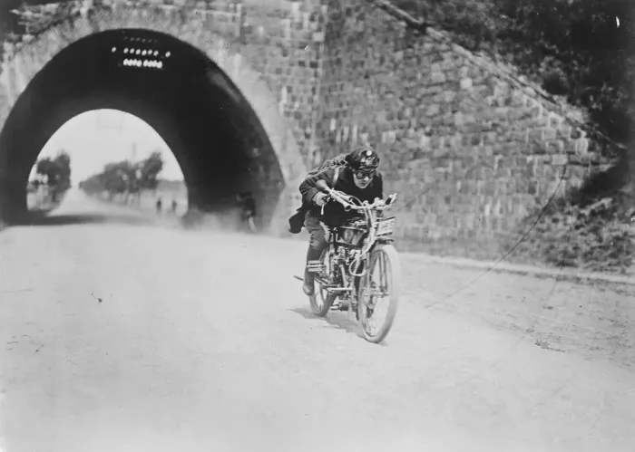 Framed Print : Women Motorcycle Competitor Frau Fr Kernchen of Berlin participating in the greatest