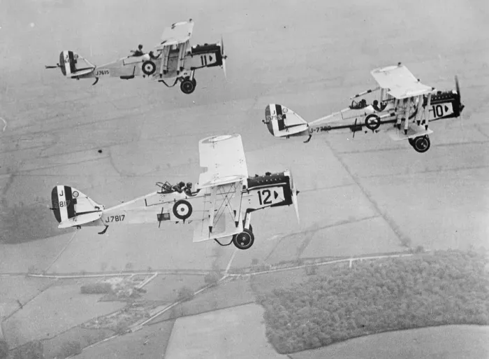 Framed Print : Wonderful air drill by RAF Squadron Vic Airco DH. 9A formation. 26 June 1926 Framed Print : Wonderful air drill by RAF Squadron Vic Airco DH. 9A formation. 26 June 1926