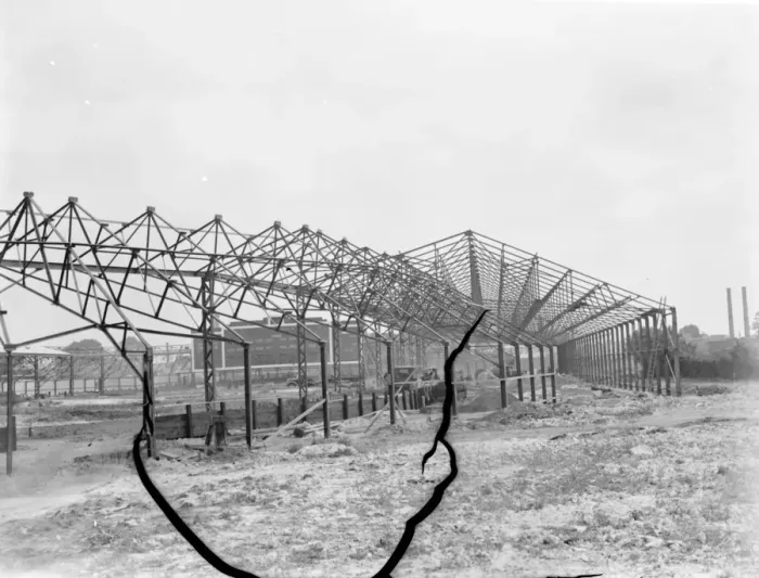 Framed Print : Work being done on the Crayford and Bexleyheath Greyhound Stadium in Kent, by builders Framed Print : Work being done on the Crayford and Bexleyheath Greyhound Stadium in Kent, by builders
