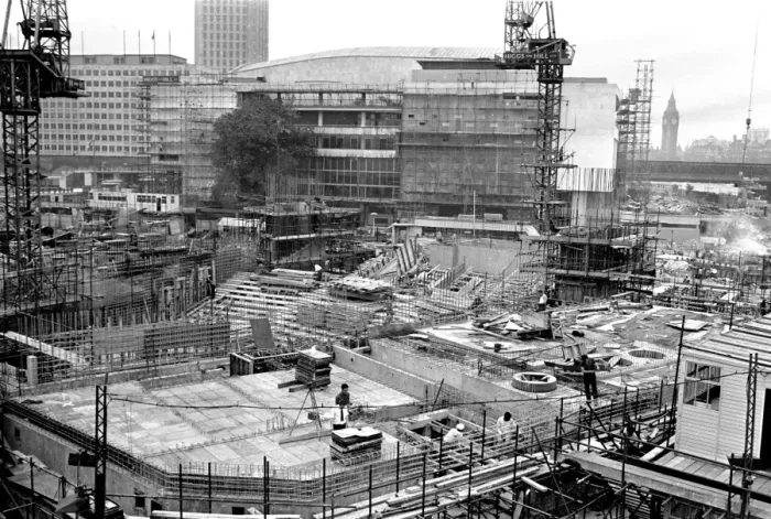 Framed Print : Work in progress on the new National Theatre on the South Bank of the River Thames, London Framed Print : Work in progress on the new National Theatre on the South Bank of the River Thames, London