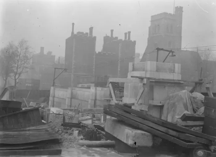 Framed Print : Work progresses on Lambeth Bridge. A view of the progress of the work on Lambeth Bridge