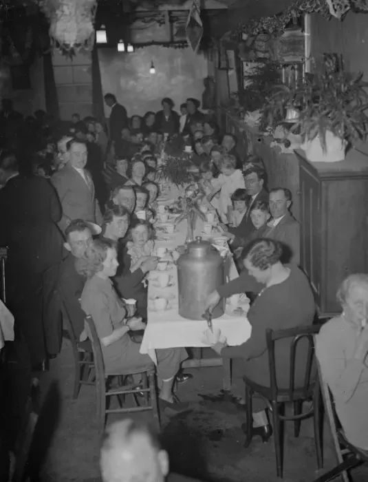 Framed Print : Working the tea urn at the gas works party at St Mary Cray, Kent. 1938