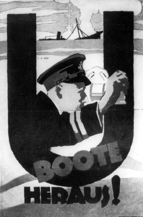 Framed Print : A World War II German poster: The U-boat are out