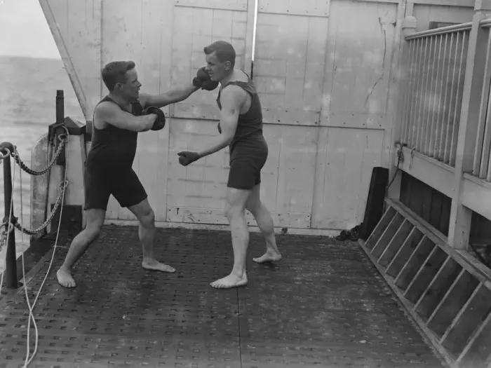 Framed Print : Young Ahearn training at Brighton Sparring with Prof Hurst of Brighton Framed Print : Young Ahearn training at Brighton Sparring with Prof Hurst of Brighton