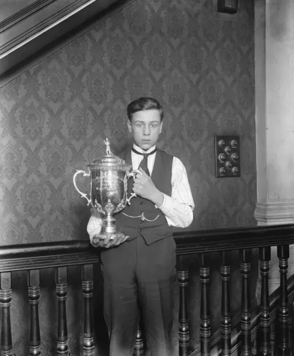Framed Print : Youngest and smallest competitor of boys billiard championship W E Leigh ( Derby