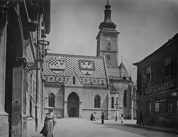 Yugoslavia. Zagreb ( Agram ) The Church of St Marcus. January 1929