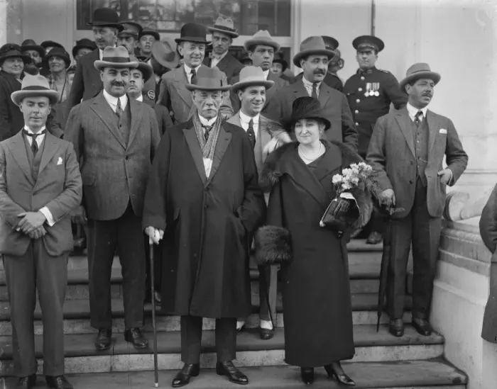 Framed Print : Zaghlul Pasha Premier of Egypt visit Wembley Zaghlul Pasha and his wife leaving Framed Print : Zaghlul Pasha Premier of Egypt visit Wembley Zaghlul Pasha and his wife leaving