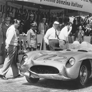 25 year old Stirling Moss of Great Britain yesterday became the first Englishman to win the 1