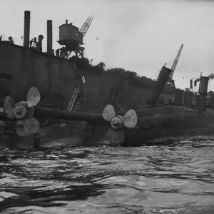 The 27, 000 ton German battlecruiser Derfelinger, scuttled ater the 1914-1918 War