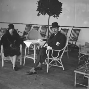 Aboard the Blue Star Liner Almeda, Tilbury. Lady Evelyn Graham and Captain Aboard the Blue Star Liner Almeda, Tilbury. Lady Evelyn Graham and Captain