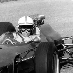 John Surtees in a 6 cylinder Ferrari at Modena Race Track, Italy Print John Surtees in a 6 cylinder Ferrari at Modena Race Track, Italy Print