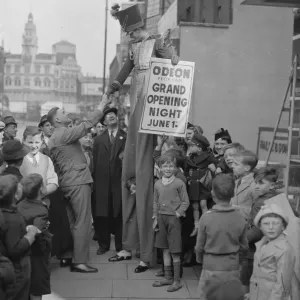 The advert for the opening of the Odeon in Peckham, London. 1 June 1938