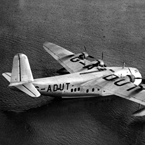 Aerial view of Imperial Airways flying boat Centaurus on the water at Rochester