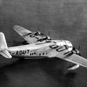 Aerial view of Imperial Airways flying boat Centaurus on the water at Rochester Aerial view of Imperial Airways flying boat Centaurus on the water at Rochester