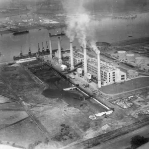 Aerial view of Littlebrook Power Station on the River Thames near Dartford, Kent