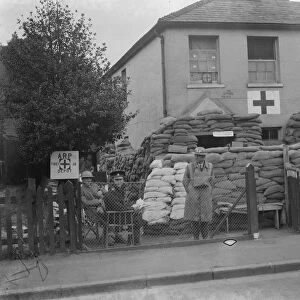 An Air Raid Precautions first aid post in Sidcup, Kent. The building has been fortified