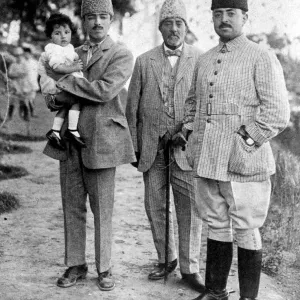 The Amir of Afghanistan ( right ) with his father - in - law ( centre ) and Prince The Amir of Afghanistan ( right ) with his father - in - law ( centre ) and Prince