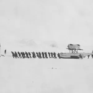 Amundsen Ellsworth Polar Flight Final preparations at Spitzbergen Mariners hauling Amundsen Ellsworth Polar Flight Final preparations at Spitzbergen Mariners hauling