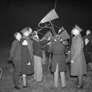 Anti aircraft display in Dartford, Kent. An aircraft sound locator device demonstration Anti aircraft display in Dartford, Kent. An aircraft sound locator device demonstration