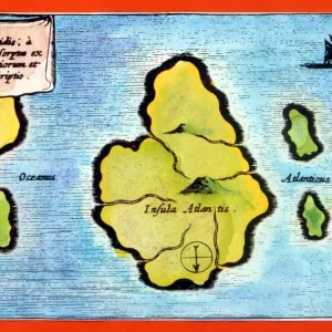 Atlantis Map Print from Kircher's Mundus Subterraneus Atlantis Map Print from Kircher's Mundus Subterraneus