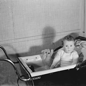 Baby Unwin of Sidcup, in her pram. 1937
