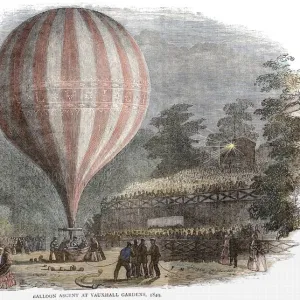 Balloon ascent at Vauxhall Gardens 1849 History of London - Vauxhall / Lambeth