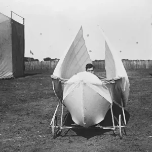Print of the Grandin machine with folding wings at a glider meeting Print of the Grandin machine with folding wings at a glider meeting