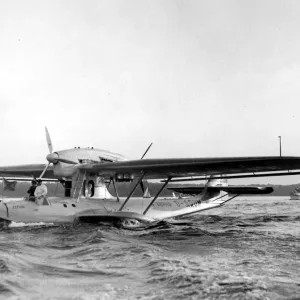 Blazing air mail route across Atlantic Lufthansa Dornier flying boat Zephir resting Blazing air mail route across Atlantic Lufthansa Dornier flying boat Zephir resting