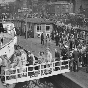 Boarding Eagle steamers at Tower pier, the first run of the season 30 May 1925 Boarding Eagle steamers at Tower pier, the first run of the season 30 May 1925