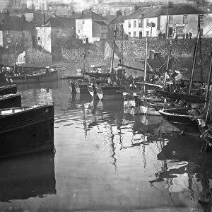 Boats in Mousehole Harbour, Cornwall. 1929