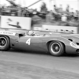 Brands Hatch, Kent, England: Britains John Surtees driving his Lola 70 Chevfrolet