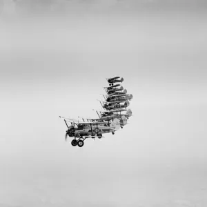 Bristol Bulldogs fighters of No 32 Squadron in formation flying over Biggin Hill