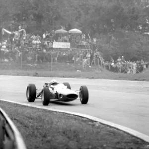 Britains John Surtees pictured in action in his factory-entered Ferrari during