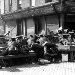 British Troops Hold a Barrier in Dublin Street Print British Troops Hold a Barrier in Dublin Street Print