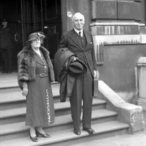 Budget Day, 1938. Sir John Simon and Lady Simon. 26 April 1938 Simon, John Allsebrook