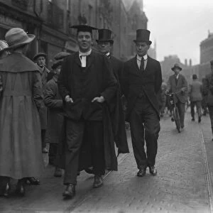 At Cambridge University - a Cambridge proctor with his bulldogs. 5 March 1922