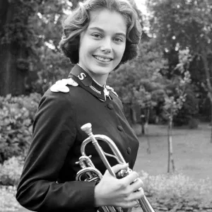 Carole Reinhart a 20 year old music student plays in a Salvation Army Band in Miami, Florida Carole Reinhart a 20 year old music student plays in a Salvation Army Band in Miami, Florida