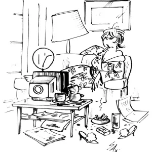 Cartoon by Sax Woman being a TV slob Usually paying little or no attention to political Cartoon by Sax Woman being a TV slob Usually paying little or no attention to political