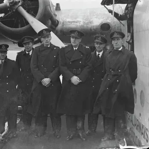 Black and white photograph print of the Centaurus flying boat taking off