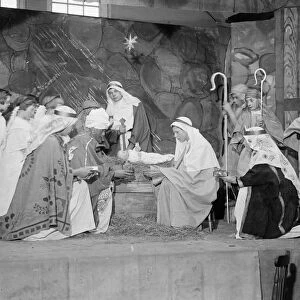 Children perform the Nativityscene at Brent School, Dartford, Kent