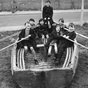 Children's Play in a Converted Boat Print