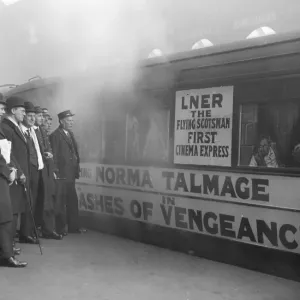 Vintage Print of Cinema Coach on Flying Scotsman at Kings Cross Vintage Print of Cinema Coach on Flying Scotsman at Kings Cross