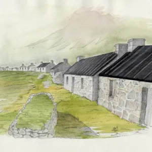 Colour Original Village Print, St Kilda Watercolour