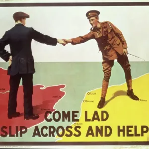 Colour lithograph print of a World War I recruiting poster