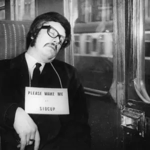 Commuter Asleep on Train Print Commuter Asleep on Train Print