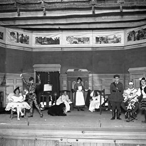 Convalescent soldiers in pantomime at Eastbourne. Officers, NCOs and men of Summerdown