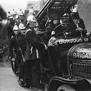Countess de la Warr christens new steam fire engine at Bexhill. The Countess driving