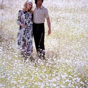 Couple walking through a field of daisies love couple romance romantic for valentines Couple walking through a field of daisies love couple romance romantic for valentines