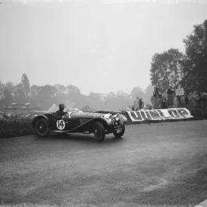 The Crystal Palace road racing. A D Taylor spins his car out. 1938