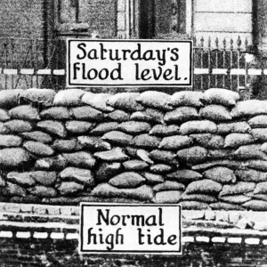 The disastrous overflowing of the Thames: The normal high-tide level at the point
